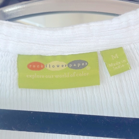 Rock Paper Flower White Cotton Tunic / Shirt Medium - Picture 4 of 5